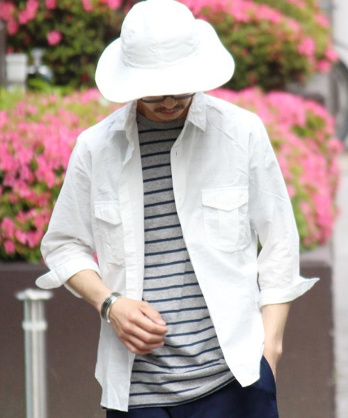 417 EDIFICE(フォーワンセブンエディフィス)の「◇80/-ナチュラルコットンミリタリー 7/S シャツ(シャツ/ブラウス・メンズ・カーキ/ネイビー/ホワイト/ベージュ・MEDIUM/SMALL/LARGE)」の2枚目の写真