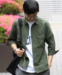 417 EDIFICE | 【予約】80/-ナチュラルコットンミリタリー 7/S シャツ(シャツ/ブラウス)