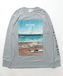 《Bl》サーフプリント長袖Tシャツ 天竺