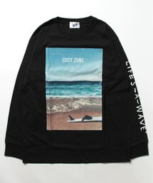 《Bl》サーフプリント長袖Tシャツ 天竺