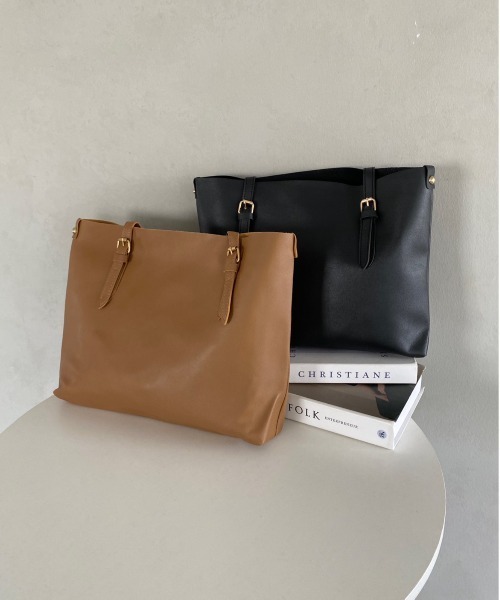 thank U more(サンキューモア)の「【大容量】フェイクレザー ビッグトート/ショルダーバッグ(ショルダーバッグ・レディース・ブラウン/ブラック・FREE)」の3枚目の写真