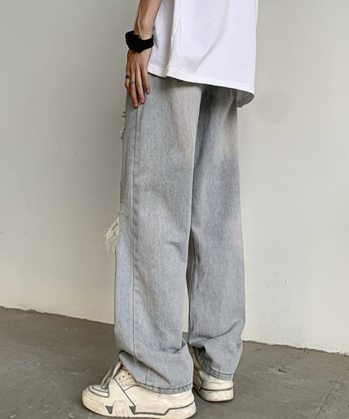 MGV(エムジーヴィー)の「ダメージブルーデニム(デニムパンツ・メンズ・ブルー・MEDIUM/LARGE/X-LARGE)」の4枚目の写真