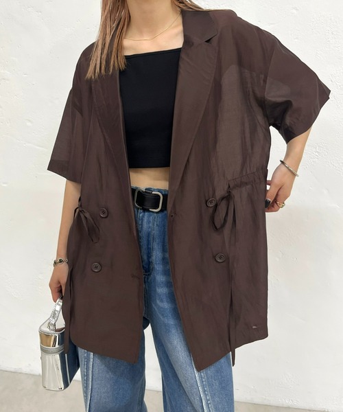 WHO'S WHO gallery(フーズフーギャラリー)の「シアードロストジャケット(テーラードジャケット・レディース・ブラック/ベージュ/ブラウン・FREE)」の3枚目の写真