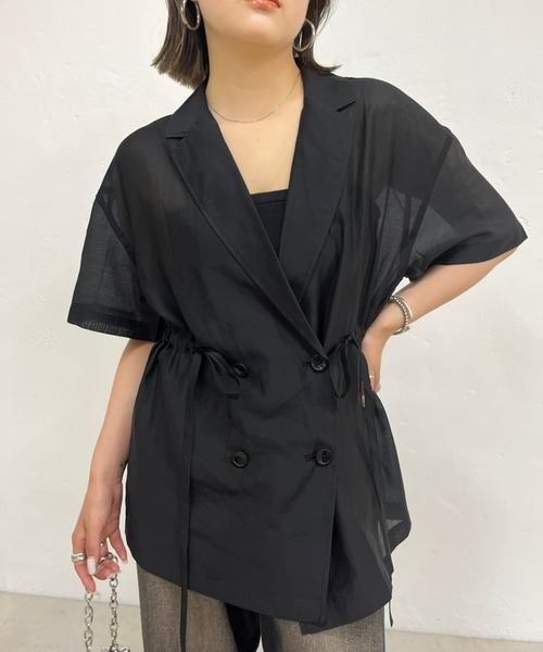 WHO'S WHO gallery(フーズフーギャラリー)の「シアードロストジャケット(テーラードジャケット・レディース・ブラック/ベージュ/ブラウン・FREE)」の2枚目の写真