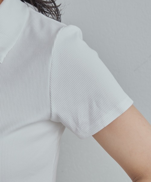 COLONY 2139(コロニートゥーワンスリーナイン)の「WEB・一部店舗限定 / ハーフジップリブTシャツ(Tシャツ/カットソー・レディース・オフホワイト/ブラック/サックスブルー・FREE)」の8枚目の写真