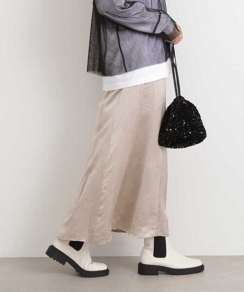 N.（N. Natural Beauty Basic）（エヌエヌナチュラルビューティーベーシック）の「クラッシュサテンスカート（スカート・レディース・ホワイト/ベージュ/ブラック・MEDIUM）」の12枚目の写真