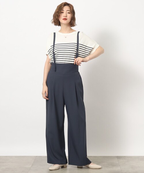 grove(グローブ)の「◆2WAYシャドーストライプショルダーストラップパンツ(その他パンツ・レディース・ブラック/チャコールグレー/ブラウン系その他・02/03/01/05/04)」の1枚目の写真