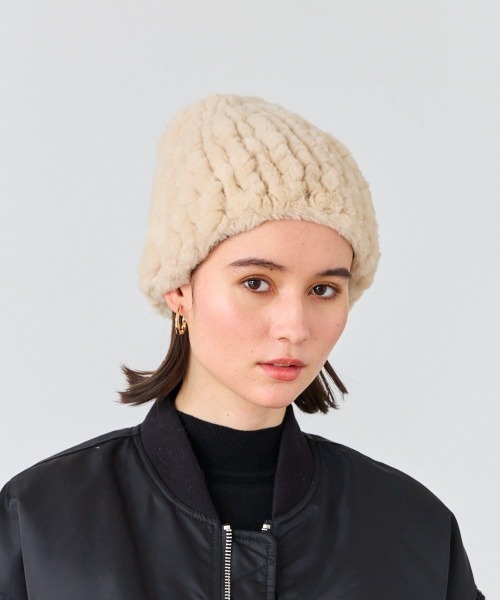 Chapeau d' O（シャポードオー）の「Chapeau d' O  Cut Fur Beanie / シャポードオー（ニットキャップ/ビーニー・レディース・ピンク/ライトグレー/ライトパープル/ライトベージュ・FREE）」の11枚目の写真