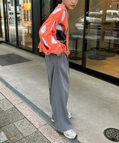 HELLO.SANFRANCISCO（ハローサンフランシスコ）の「【HELLO.SANFRANCISCO/ハローサンフランシスコ】モールヤーンフェード透かし編みニット（ニット/セーター・レディース・パープル/オレンジ・ONE SIZE）」の17枚目の写真