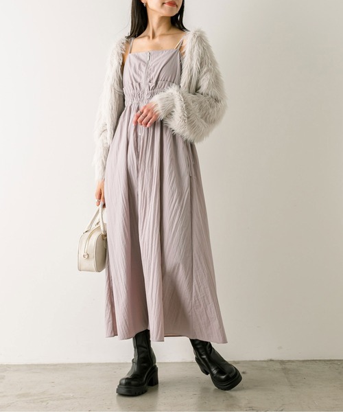 OLIVE des OLIVE(オリーブデオリーブ)の「フロントZIPフリルキャミワンピース 1032090120(ワンピース・レディース・ラベンダー/トップグレー/ブラック・FREE)」の3枚目の写真