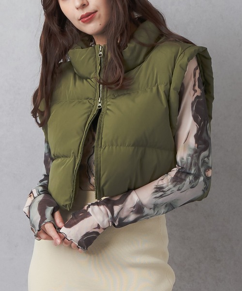 Lull（ルル）の「【Lull / ルル】 中綿ショートダウンベスト（ベスト・レディース・アイボリー/ブルー/オリーブ/ブラック/グレイッシュベージュ/スモークピンク・ONESIZE）」の19枚目の写真