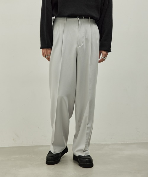 JUNRED(ジュンレッド)の「ウールブレンドワイドパンツ(スラックス・メンズ・ブルー系その他4/ブラック/オフホワイト・L/M/S)」の3枚目の写真