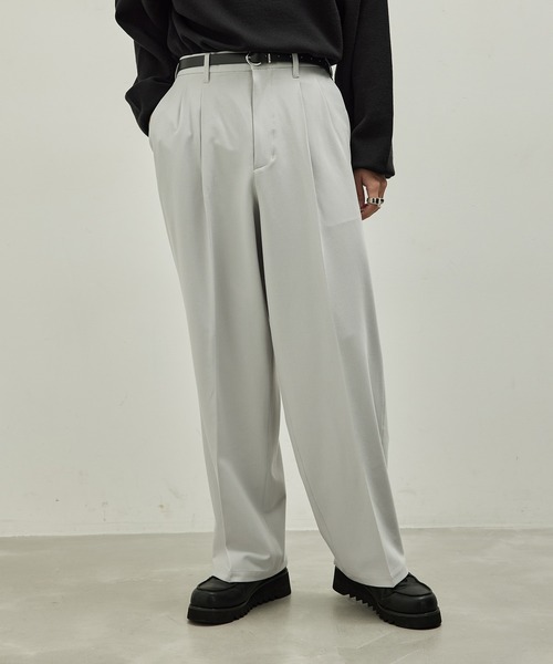 JUNRED(ジュンレッド)の「ウールブレンドワイドパンツ(スラックス・メンズ・ブルー系その他4/ブラック/オフホワイト・L/M/S)」の6枚目の写真
