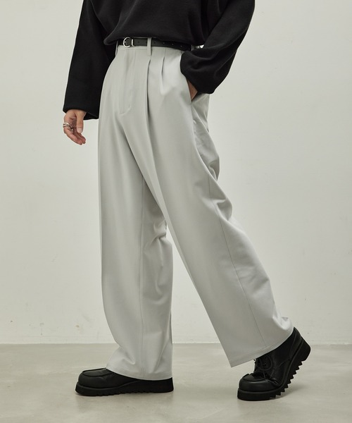 JUNRED(ジュンレッド)の「ウールブレンドワイドパンツ(スラックス・メンズ・ブルー系その他4/ブラック/オフホワイト・L/M/S)」の5枚目の写真