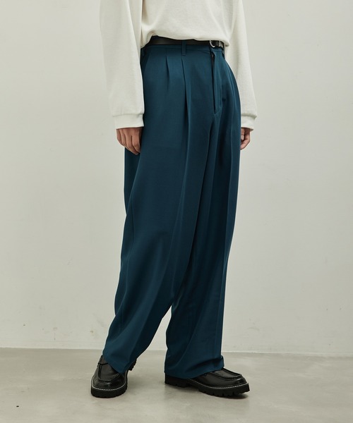 JUNRED(ジュンレッド)の「ウールブレンドワイドパンツ(スラックス・メンズ・ブルー系その他4/ブラック/オフホワイト・L/M/S)」の7枚目の写真