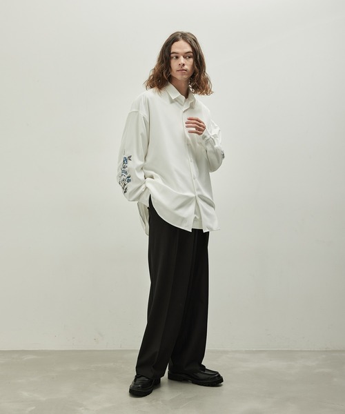 JUNRED(ジュンレッド)の「ウールブレンドワイドパンツ(スラックス・メンズ・ブルー系その他4/ブラック/オフホワイト・L/M/S)」の9枚目の写真