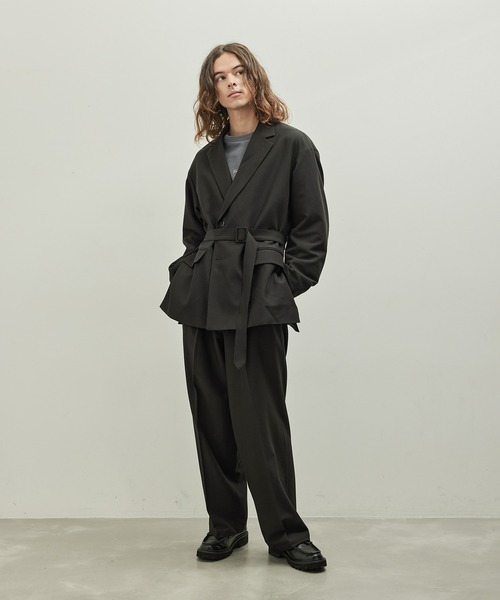 JUNRED(ジュンレッド)の「ウールブレンドワイドパンツ(スラックス・メンズ・ブルー系その他4/ブラック/オフホワイト・L/M/S)」の10枚目の写真