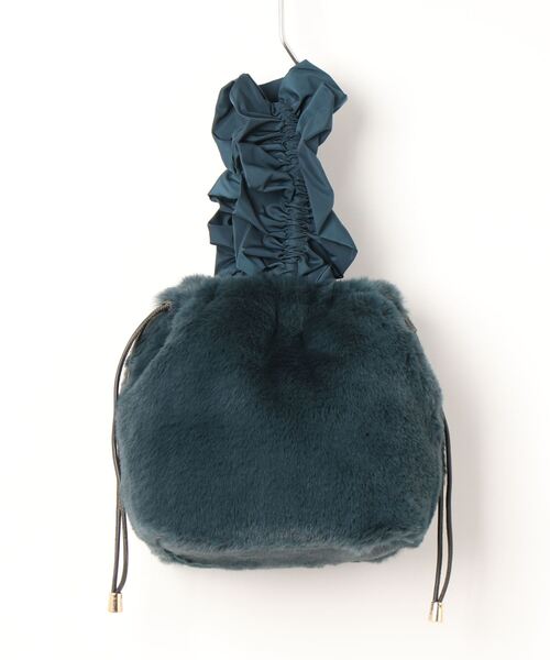 cache cache（カシュ カシュ）の「カシュカシュ cachecache / フリルハンドルエコファー巾着バッグ（トートバッグ・レディース・グレー/ブラック/ベージュ系その他/ブルー/オレンジ・FREE）」の4枚目の写真