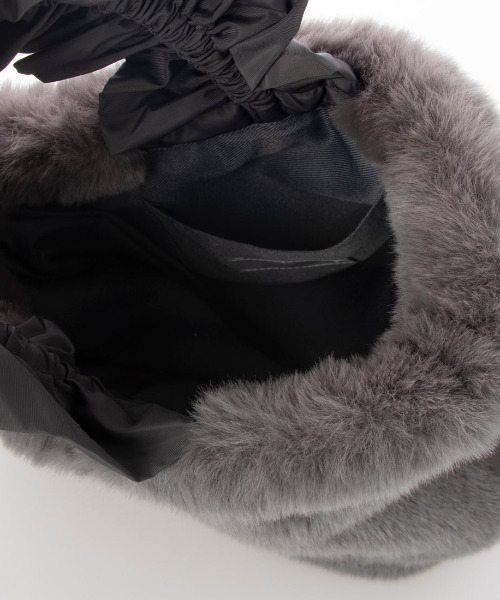 cache cache（カシュ カシュ）の「カシュカシュ cachecache / フリルハンドルエコファー巾着バッグ（トートバッグ・レディース・グレー/ブラック/ベージュ系その他/ブルー/オレンジ・FREE）」の13枚目の写真