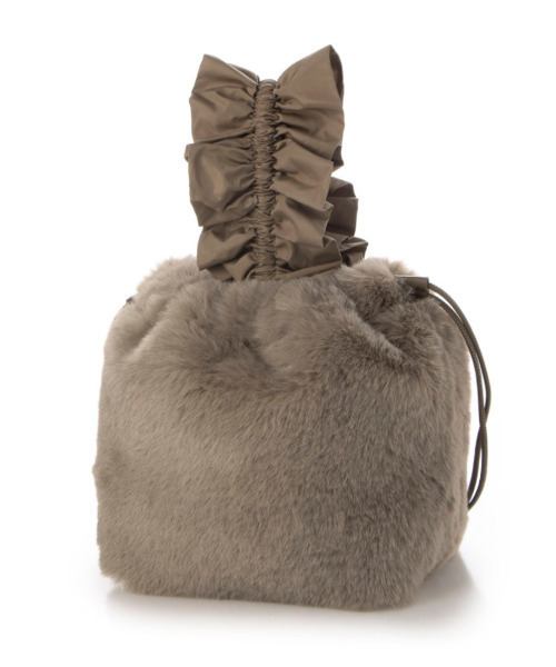 cache cache（カシュ カシュ）の「カシュカシュ cachecache / フリルハンドルエコファー巾着バッグ（トートバッグ・レディース・グレー/ブラック/ベージュ系その他/ブルー/オレンジ・FREE）」の15枚目の写真