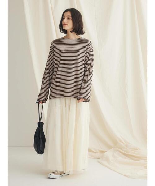 CRAFT STANDARD BOUTIQUE(クラフトスタンダードブティック)の「ボーダーワッフルプルオーバー(Tシャツ/カットソー・レディース・ブラウン/ベージュ/ブラック・FREE)」の20枚目の写真