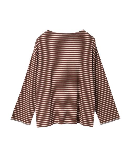 CRAFT STANDARD BOUTIQUE(クラフトスタンダードブティック)の「ボーダーワッフルプルオーバー(Tシャツ/カットソー・レディース・ブラウン/ベージュ/ブラック・FREE)」の14枚目の写真