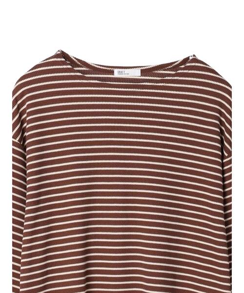 CRAFT STANDARD BOUTIQUE(クラフトスタンダードブティック)の「ボーダーワッフルプルオーバー(Tシャツ/カットソー・レディース・ブラウン/ベージュ/ブラック・FREE)」の13枚目の写真