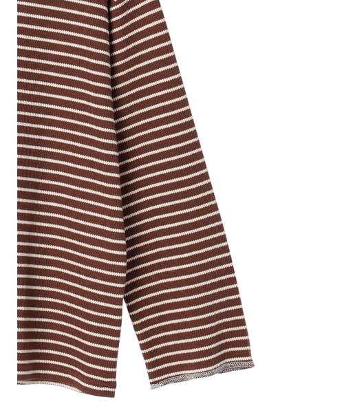 CRAFT STANDARD BOUTIQUE(クラフトスタンダードブティック)の「ボーダーワッフルプルオーバー(Tシャツ/カットソー・レディース・ブラウン/ベージュ/ブラック・FREE)」の12枚目の写真