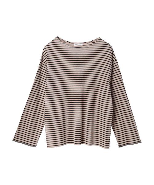 CRAFT STANDARD BOUTIQUE(クラフトスタンダードブティック)の「ボーダーワッフルプルオーバー(Tシャツ/カットソー・レディース・ブラウン/ベージュ/ブラック・FREE)」の5枚目の写真