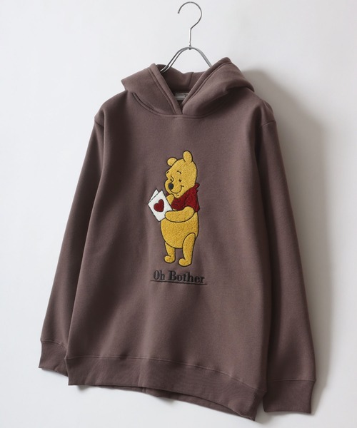 Disney（ディズニー）の「Disney /ディズニー ミッキー くまのプーさん サガラ刺繍 裏起毛 スウェットトレーナー プルパーカー（パーカー・レディース・グレー/オートミール/サックスブルー/ダークオリーブ・L/M）」の13枚目の写真