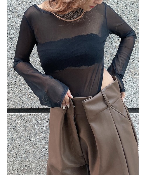 DURAS（デュラス）の「バックオープンボディースーツ（Tシャツ/カットソー・レディース・ピンク/ブルー/ブラック・M/S）」の5枚目の写真