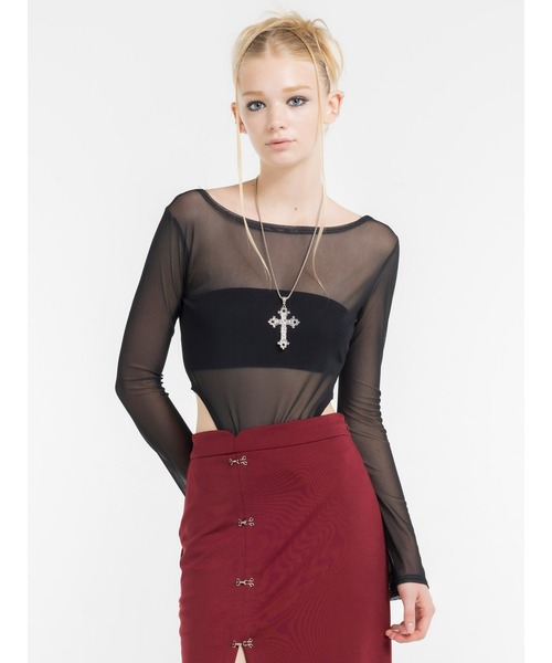 DURAS（デュラス）の「バックオープンボディースーツ（Tシャツ/カットソー・レディース・ピンク/ブルー/ブラック・M/S）」の4枚目の写真