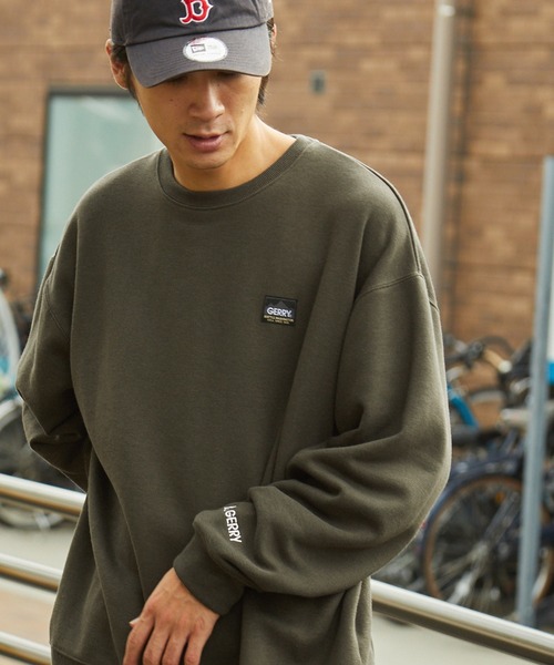 GERRY(ジェリー)の「GERRY/ジェリー 別注 ピスネーム/ロゴ刺繍 ビッグシルエット裏起毛クルーネックスウェット(スウェット・メンズ・ブラック/オフホワイト/アッシュグレー/オリーブ/ネイビー・M/L)」の19枚目の写真
