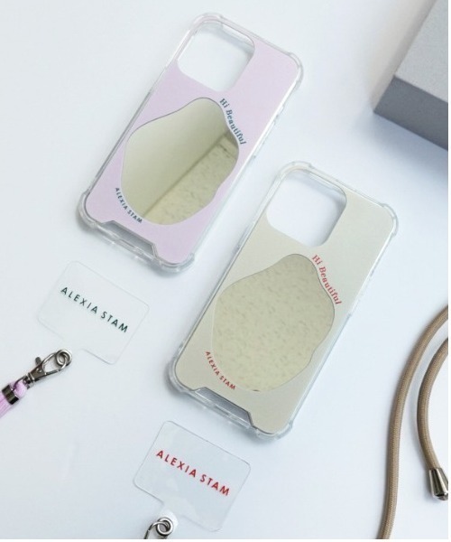 ALEXIA STAM(アリシアスタン)の「Mirror iPhone Case With Strap /ストラップ付ミラーiPhoneケース(スマホケース/カバー・レディース・ピンク/ベージュ・A/C/F/B/D)」の3枚目の写真
