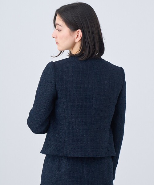 ANAYI✨️ノーカラー ツイード ジャケット フリンジ セレモニー❁ 38 ANAYI（アナイ）の「【セットアップ対応商品】フリンジツイードクルー