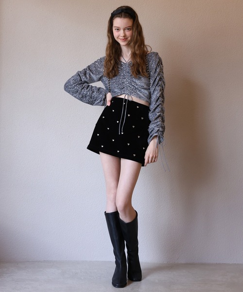 Seemi. byNICECLAUP（ シーミーバイナイスクラップ）の「キラキラシャーリングトップス（シャツ/ブラウス・レディース・ベージュ/グレー/ピンク・FREE）」の12枚目の写真