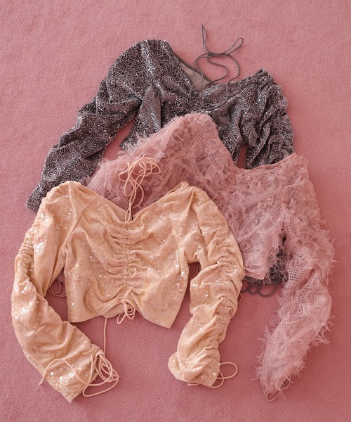 Seemi. byNICECLAUP（ シーミーバイナイスクラップ）の「キラキラシャーリングトップス（シャツ/ブラウス・レディース・ベージュ/グレー/ピンク・FREE）」の20枚目の写真