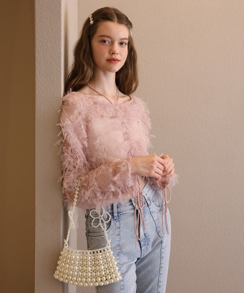 Seemi. byNICECLAUP（ シーミーバイナイスクラップ）の「キラキラシャーリングトップス（シャツ/ブラウス・レディース・ベージュ/グレー/ピンク・FREE）」の14枚目の写真