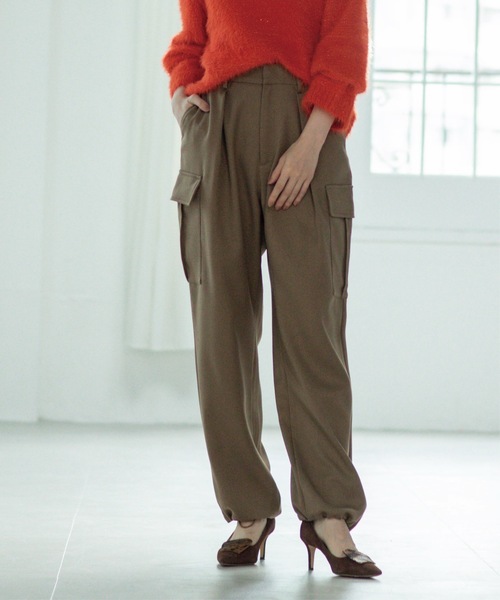 OPAQUE.CLIP（オペークドットクリップ）の「◆ウーリッシュカーゴパンツ【洗濯機洗い可／イージーケア／防シワ加工】（その他パンツ・レディース・オフホワイト/ブラウン系その他・40/36/42/38）」の3枚目の写真