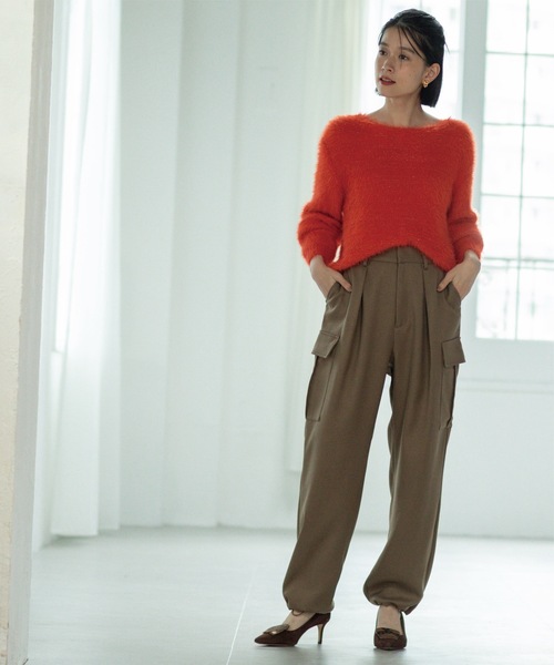 OPAQUE.CLIP（オペークドットクリップ）の「◆ウーリッシュカーゴパンツ【洗濯機洗い可／イージーケア／防シワ加工】（その他パンツ・レディース・オフホワイト/ブラウン系その他・40/36/42/38）」の5枚目の写真