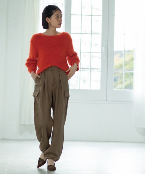 OPAQUE.CLIP（オペークドットクリップ）の「◆ウーリッシュカーゴパンツ【洗濯機洗い可／イージーケア／防シワ加工】（その他パンツ・レディース・オフホワイト/ブラウン系その他・40/36/42/38）」の7枚目の写真