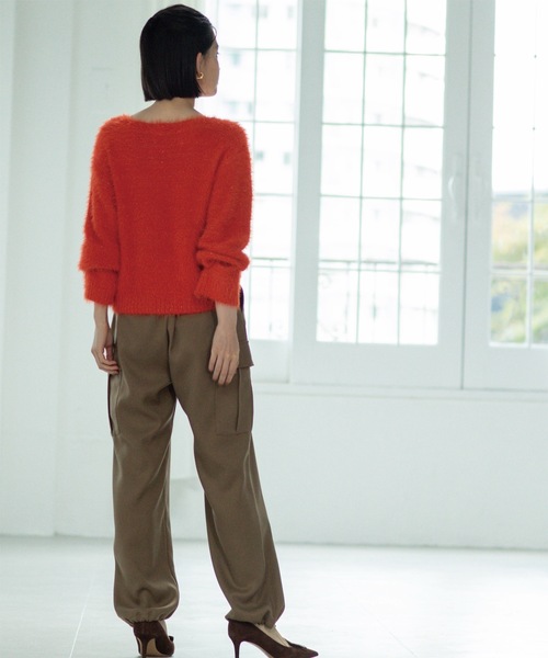 OPAQUE.CLIP（オペークドットクリップ）の「◆ウーリッシュカーゴパンツ【洗濯機洗い可／イージーケア／防シワ加工】（その他パンツ・レディース・オフホワイト/ブラウン系その他・40/36/42/38）」の9枚目の写真