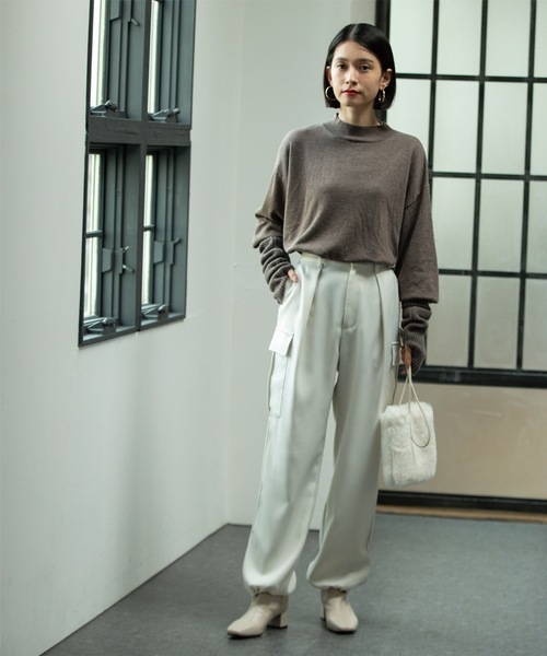 OPAQUE.CLIP（オペークドットクリップ）の「◆ウーリッシュカーゴパンツ【洗濯機洗い可／イージーケア／防シワ加工】（その他パンツ・レディース・オフホワイト/ブラウン系その他・40/36/42/38）」の12枚目の写真