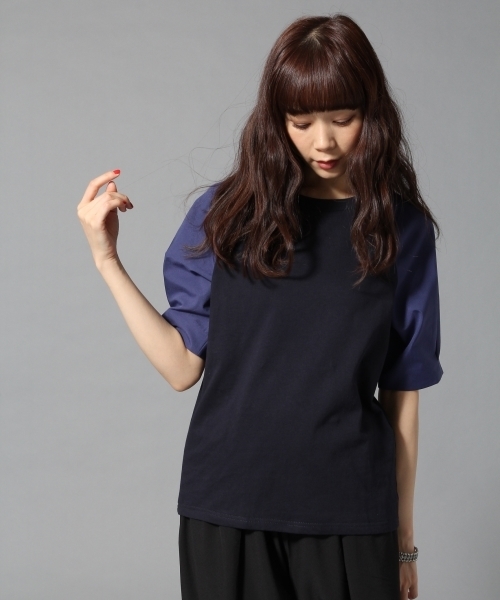 HARE（ハレ）の「ソデフハクキリカエカットソー(HARE)（Tシャツ/カットソー・レディース・ネイビー/オフホワイト・FREE）」の19枚目の写真