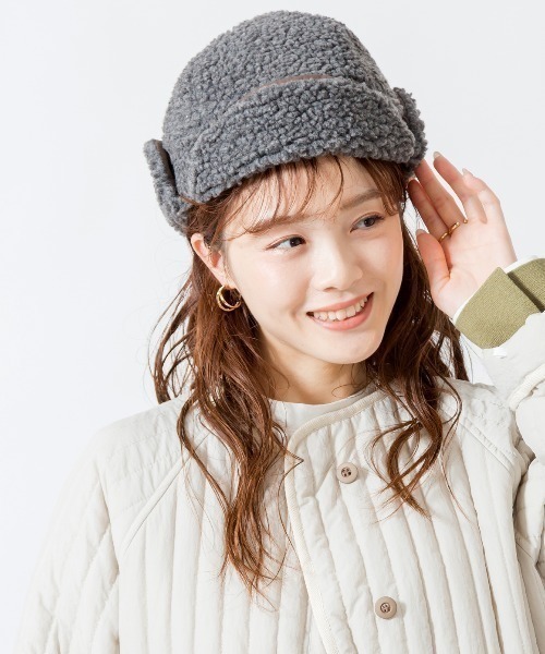 halo commodity（ハロ　コモディティー）の「[HALO COMMODITY/ハロ コモディティー] MAKALU ボアフライトキャップ（ハット・レディース・グレー/アイボリー/ベージュ・F）」の10枚目の写真