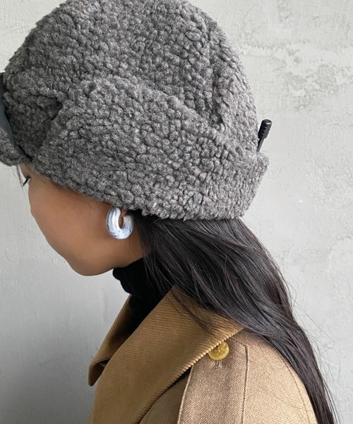 halo commodity（ハロ　コモディティー）の「[HALO COMMODITY/ハロ コモディティー] MAKALU ボアフライトキャップ（ハット・レディース・グレー/アイボリー/ベージュ・F）」の19枚目の写真