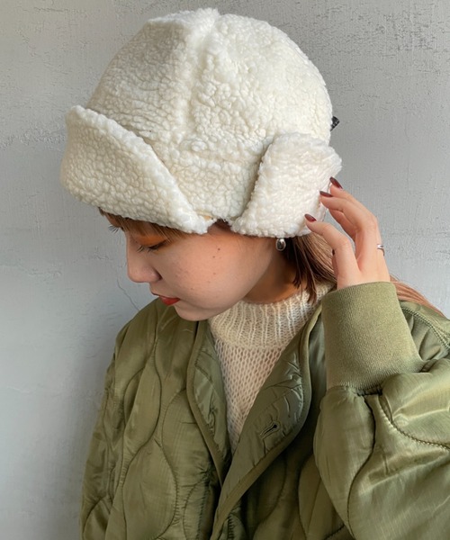 halo commodity（ハロ　コモディティー）の「[HALO COMMODITY/ハロ コモディティー] MAKALU ボアフライトキャップ（ハット・レディース・グレー/アイボリー/ベージュ・F）」の5枚目の写真