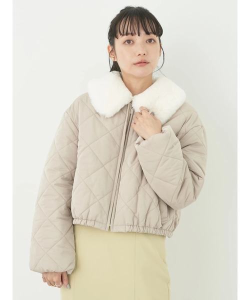 earth music&ecology(アースミュージックアンドエコロジー)の「ファーカラーブルゾン(ブルゾン・レディース・グレイッシュブルー/ベージュ・FREE)」の4枚目の写真