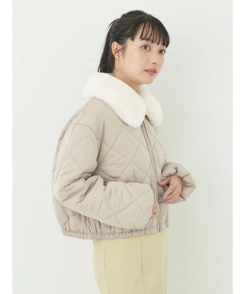 earth music&ecology(アースミュージックアンドエコロジー)の「ファーカラーブルゾン(ブルゾン・レディース・グレイッシュブルー/ベージュ・FREE)」の5枚目の写真