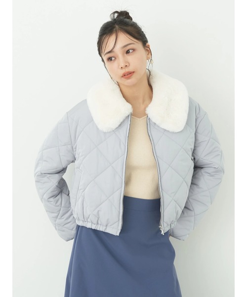 earth music&ecology(アースミュージックアンドエコロジー)の「ファーカラーブルゾン(ブルゾン・レディース・グレイッシュブルー/ベージュ・FREE)」の10枚目の写真
